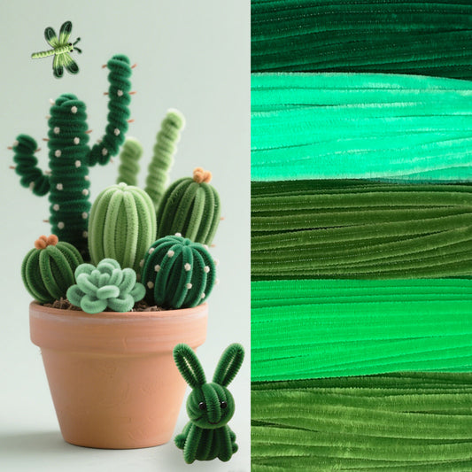 500pcs Pipe Cleaners (Chenille Stems) - 5 Vibrant Green Shades, 6mm x 12in | Flexible & Bendable Craft Stems for DIY Arts, Floral Arrangements, Kids Crafts, Classroom Projects & Bouquets