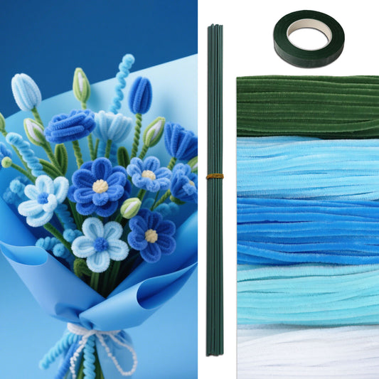 526 Pcs Chenille Stems Pipe Cleaners – Color Scheme of Blue-Series Handcrafted Flowers, 12 Inch, Craft Supplies for DIY Art Projects, Kids Crafts, Floral Decoration,Classroom Use