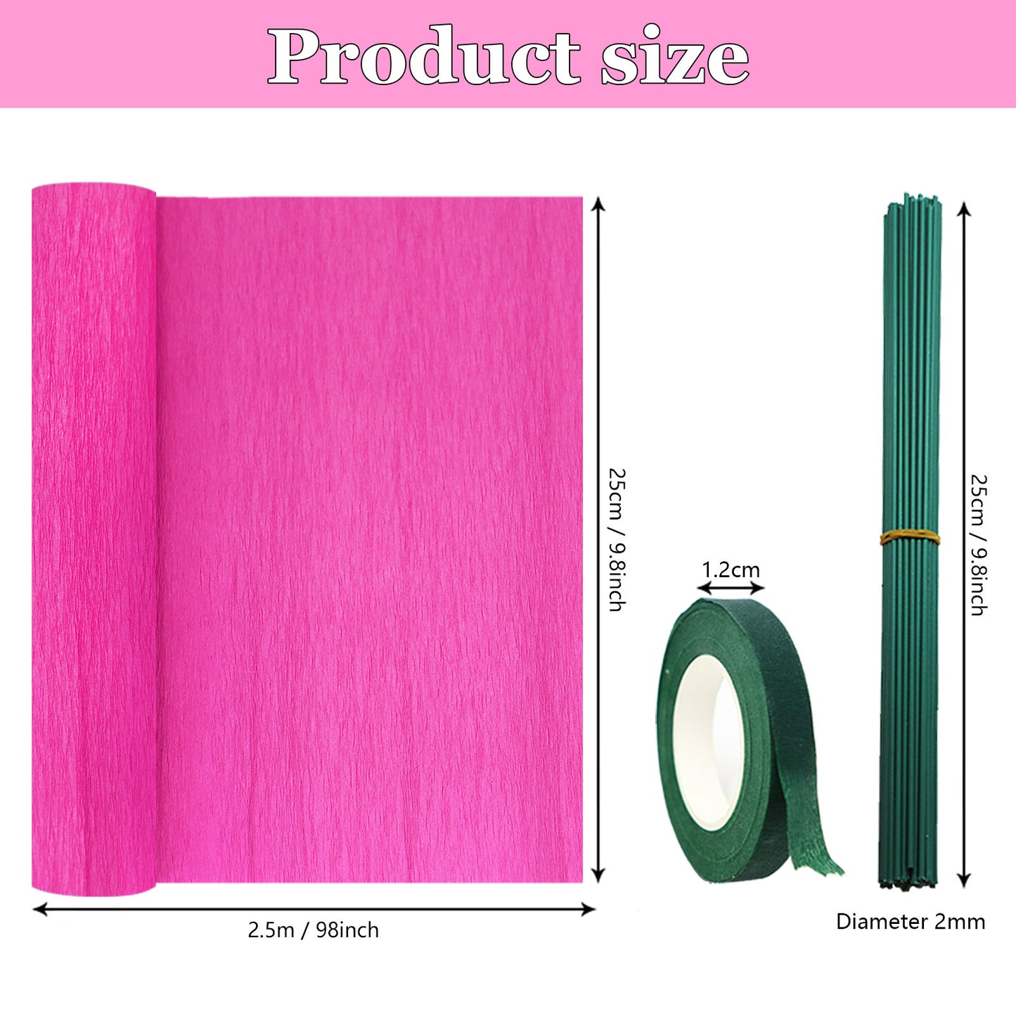 wiwbbitl Crepe Paper Flowers DIY Craft Kit - 6 Rolls (10" x8') Fade-Proof for Wedding Centerpieces & Party Decorations, Includes Floral Wires & Tape, Family Art Supplies